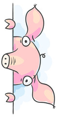 Pink pig peeping out