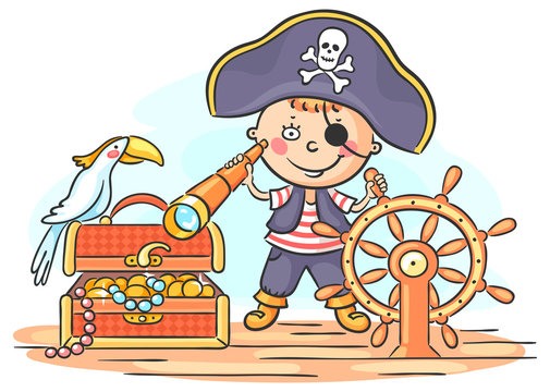 Little boy playing pirate