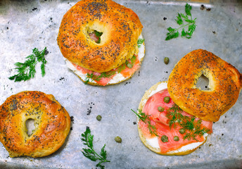 bagel  with a smoked salmon and cream cheese