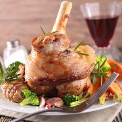 cooked lamb chop with vegetable