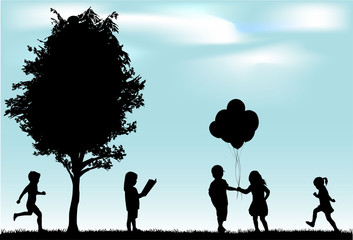 children silhouettes