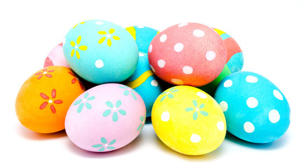 Colorful handmade easter eggs isolated