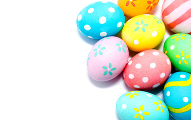 Colorful handmade easter eggs isolated
