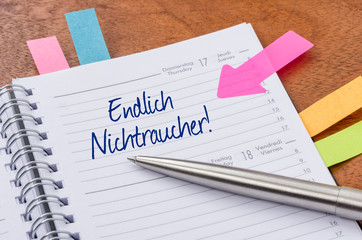 Terminkalender mit Hinweissticker - Endlich Nichtraucher
