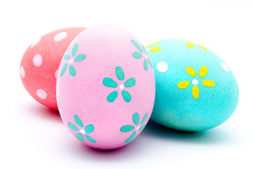 Three colorful handmade easter eggs isolated
