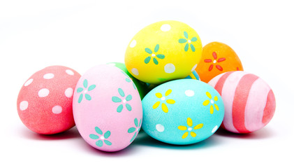 Fototapeta na wymiar Colorful handmade easter eggs isolated