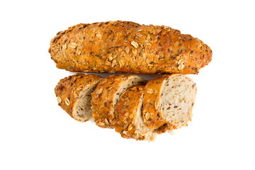 whole grain bread isolated on white
