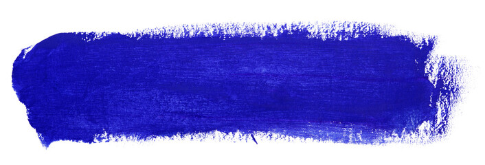 Blue stroke of gouache paint brush