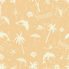 Fototapeta na wymiar Retro summer background. Seamless grunge yellow pattern