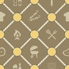 seamless background with symbols of barbecue