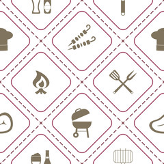 seamless background with symbols of barbecue