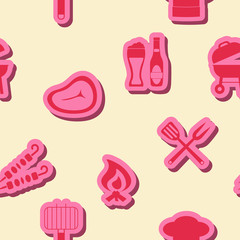 seamless background with symbols of barbecue