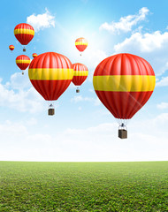Obraz premium Hot Air Balloons On Green Grass