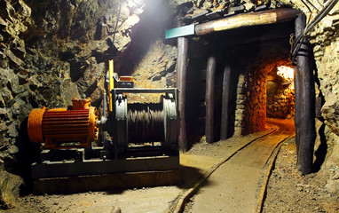 Historical gold, silver, copper mine with machine