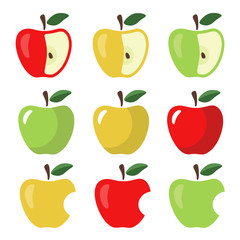 Set of Apples on White Background
