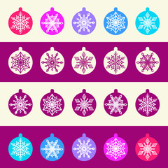 Seamless Pattern from Set of Christmas Balls with White