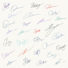 Set of unique hanwritten signatures