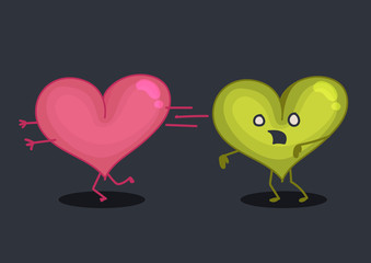 A Zombie heart chasing a heart