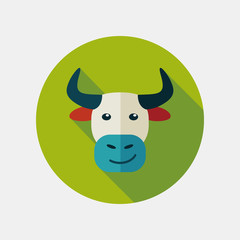 Bull flat icon with long shadow