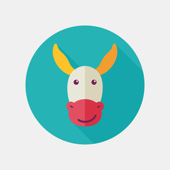 Donkey flat icon with long shadow