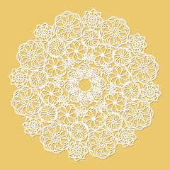 White lace serviette on yellow background