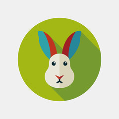 Rabbit flat icon with long shadow