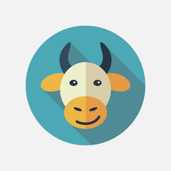 Cow flat icon with long shadow