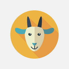 Goat flat icon with long shadow