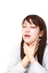 Fototapeta premium 喉が痛む女性