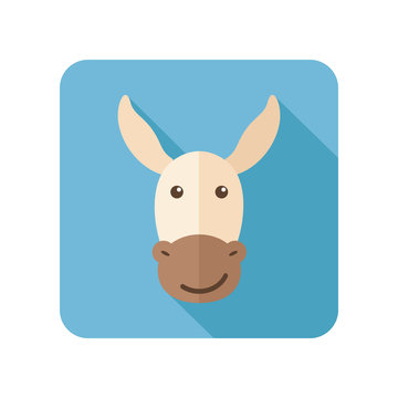 Donkey flat icon with long shadow