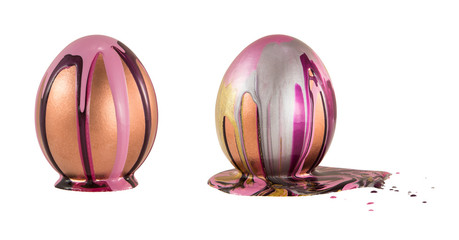 Easter eggs covered with nail polish