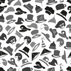 gray hats icons set seamless pattern eps10