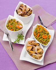 mussels with green lentils