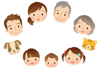 三世代家族　顔　コピースペース
