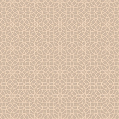 Abstract Floral Forged Beige Seamless Pattern from Line Flowers