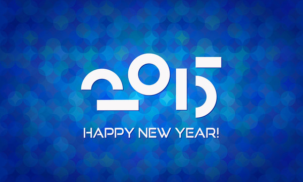 Abstract Minimalistic Happy New Year 2015 Banner with Deep Blue