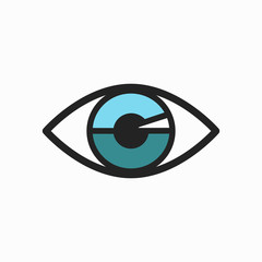 Blue Eye Icon with Black Lining