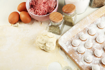 Cooking dumplings close-up
