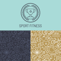 Vector sport badge and seamless pattern