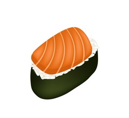 Salmon Sushi or Salmon Nigiri Isolated on White