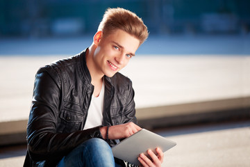 Young student with tablet