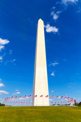 Washington Monument and flags in DC USA