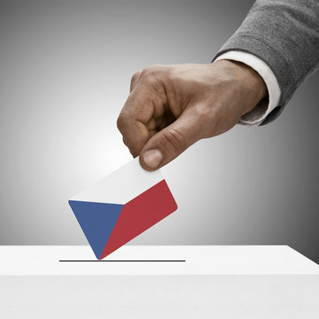 Black male holding flag. Voting concept - Czech Republic