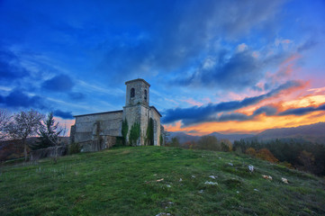 Church in Bitoriano at sunset