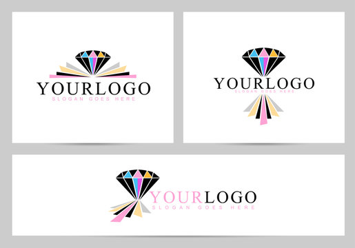 Diamond Stone Logo. Creative vector logo with colorful diamond