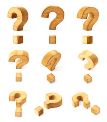 Set of nine question marks isolated