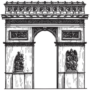 France. Paris. The Arc De Triomphe On A White Background. Sketch