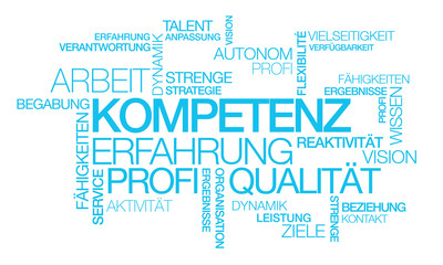 Obraz premium Kompetenz Erfahrung Arbeit TagCloud Wörter grafik blau