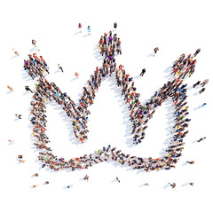 people in the shape of a crown.