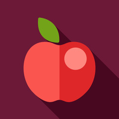 Apple flat icon with long shadow